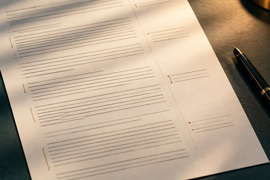 A translated page under review light with ruled annotation marks
